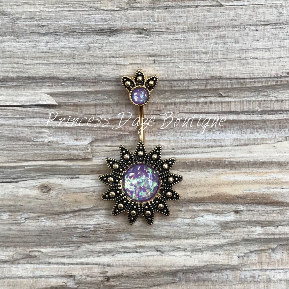 Gold Antique Opal Belly‎ Button Ring
